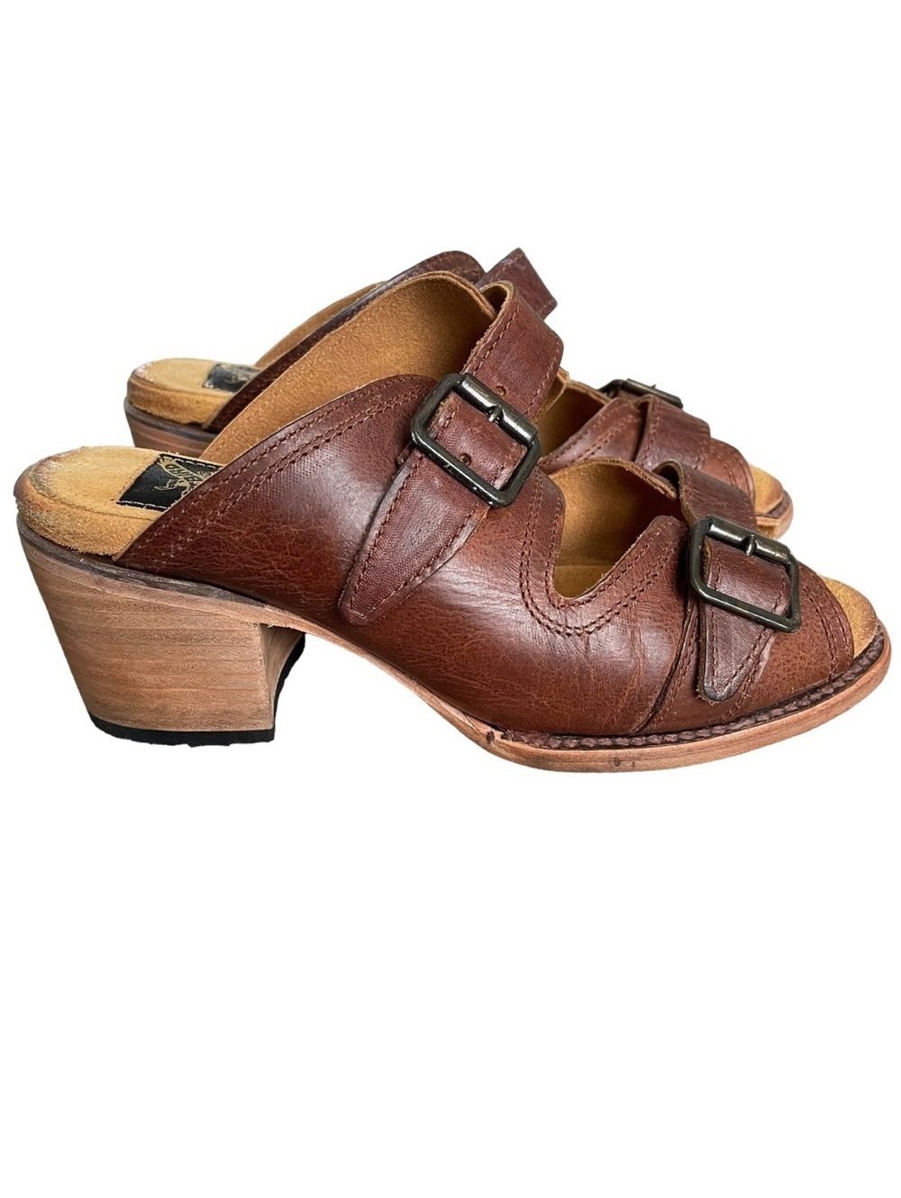 Freebird By Steven Caprice Sandal Brown Leather Size 8 Double Buckle Western
